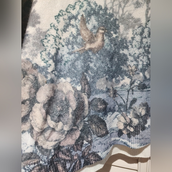 Rare Pilcro Alani Mock Neck Mystical Garden Cashmere Cream & Blue Sweater NWT S - Picture 10 of 12